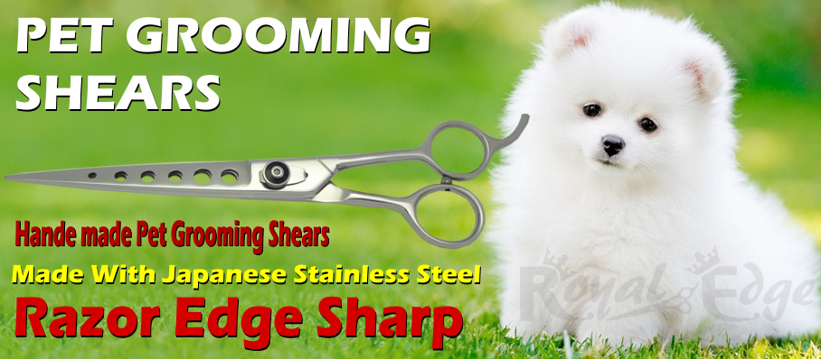 Royal Edge pet-grooming shears , curved , thinners, chunkers and dog grooming tools